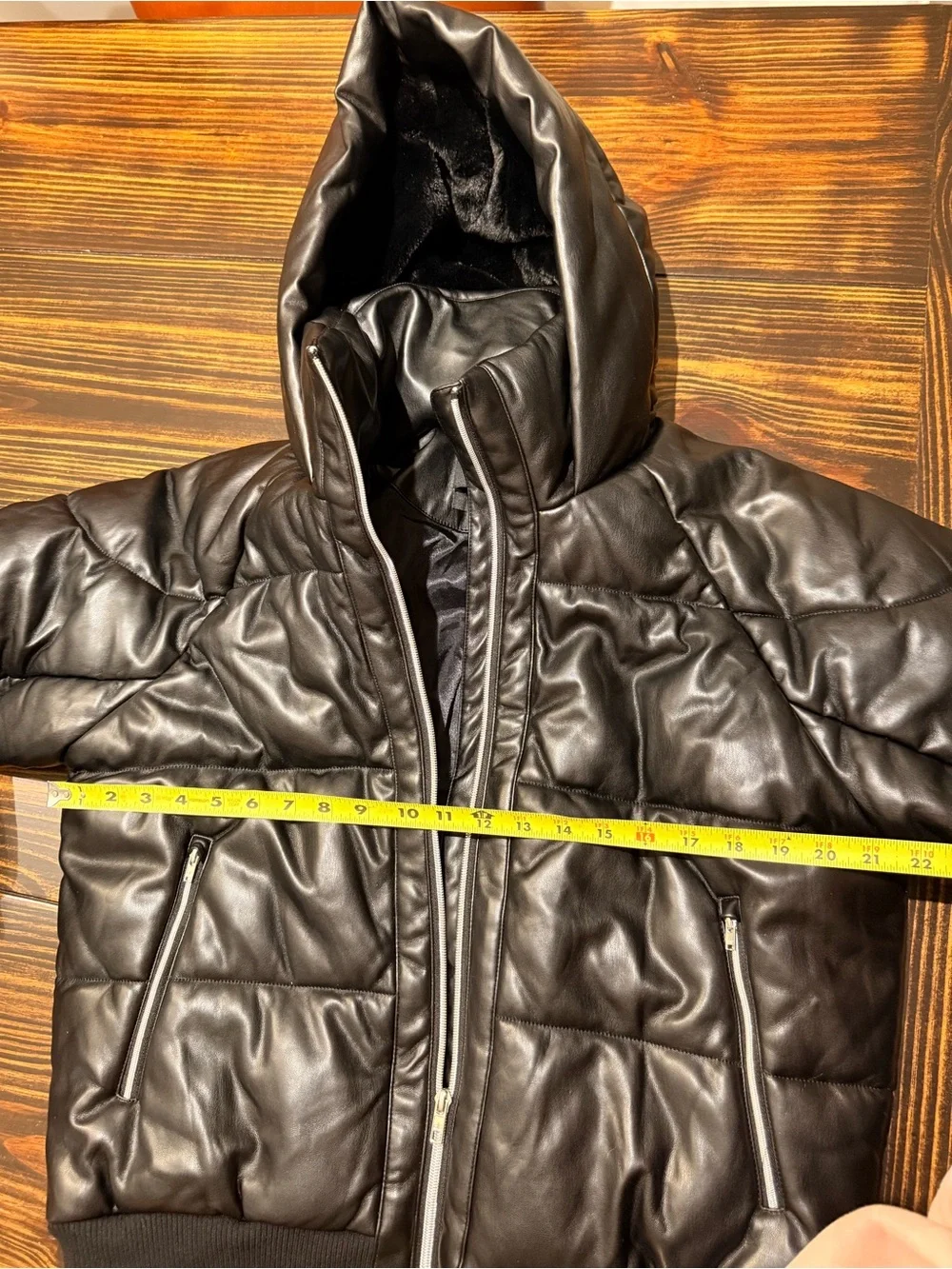 ALO Yoga Faux Leather Boss Puffer Jacket Black Size M